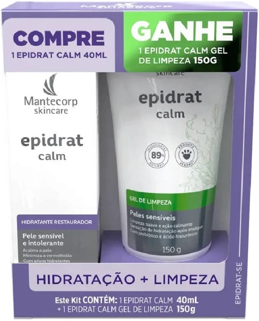 Kit Epidrat Calm Hidratante Facial 40ml + Gel De Limpeza F