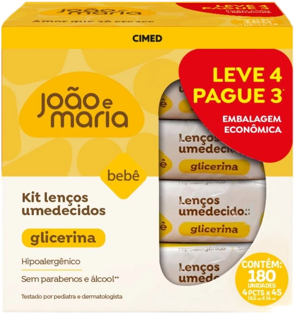 Kit Lenços Umedecidos João E Maria Glicerina Com Fragrânci