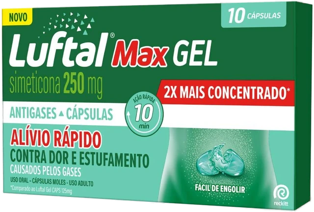 Luftal Max Gel 250mg 10 Cápsulas