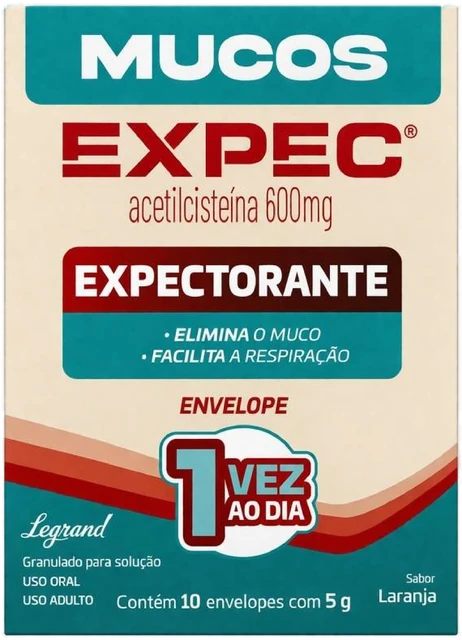 Mucos Expec Acetilcisteína 600mg Legrand Sabor Laranja 10 