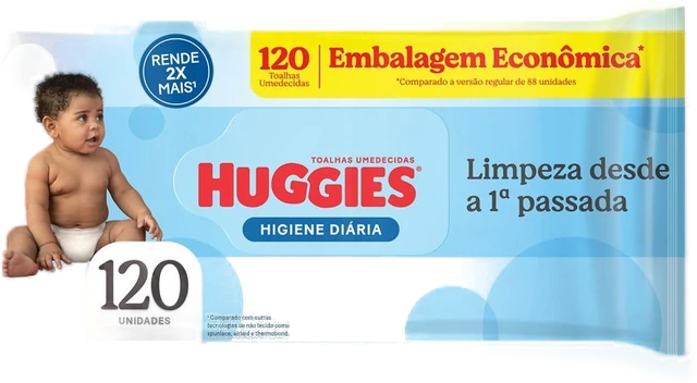 Lenço Umedecido Huggies Higiene Diária Rendem 2x Mais 120 