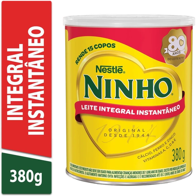 Leite Em Pó Ninho Integral Instantâneo Lata 380g