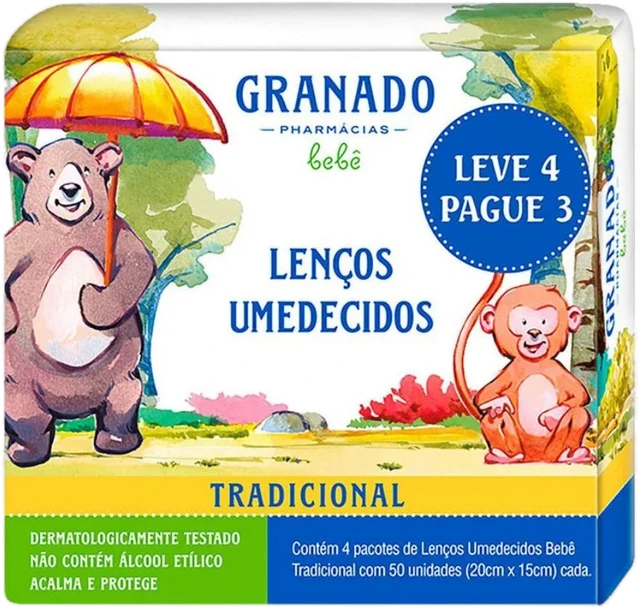 Lenços Umedecidos Granado Bebê Tradicional Leve 4 Pague 3 