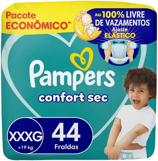 Fralda Pampers Confort Sec Bag Xxxg 44 Unidades